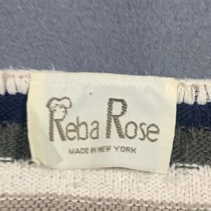 Reba Rose Vintage Womens XL Striped Button Front Cardigan Sweater Made in USA